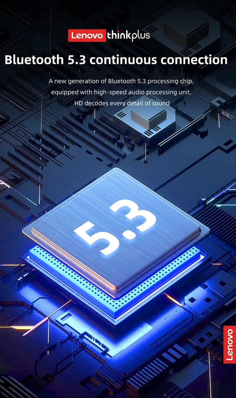 Original Lenovo Fone de Ouvidos Bluetooth 5.3