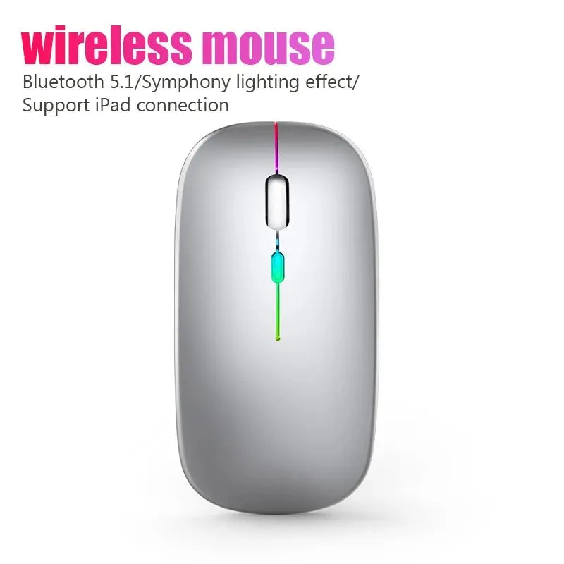 Wireless Mouse RGB Recarregável Bluetooth Wireless Mouse LED Backlit Ergonomic Gaming