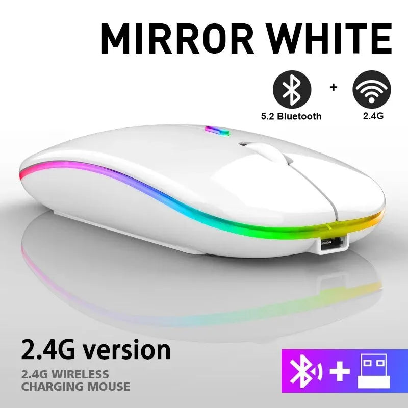 Wireless Mouse RGB Recarregável Bluetooth Wireless Mouse LED Backlit Ergonomic Gaming