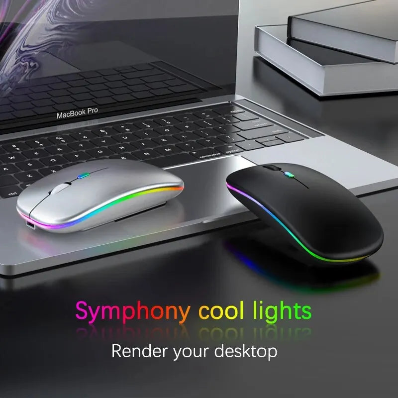 Wireless Mouse RGB Recarregável Bluetooth Wireless Mouse LED Backlit Ergonomic Gaming