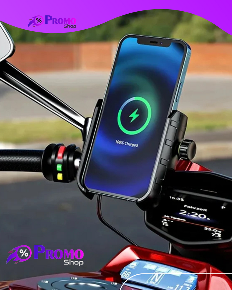 Suporte do telefone da motocicleta com carregador sem fio, carregamento rápido USB